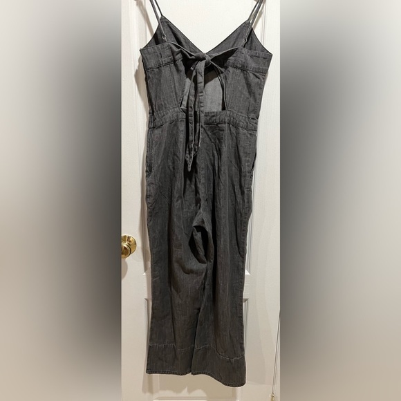 Abercrombie & Fitch BOW-BACK DENIM JUMPSUIT Mamamia Overalls - Dark Grey - 2 - Picture 4 of 7